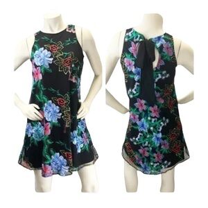 Beige by ECI Embroidered Floral Trapeze Dress Sz S